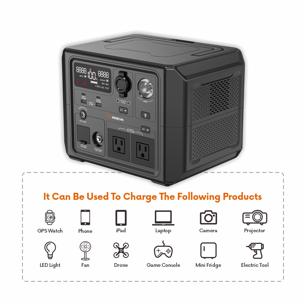 600W LFP Portable Power Station 100W PD Fast Charge Emergency Power Backup with UPS Function