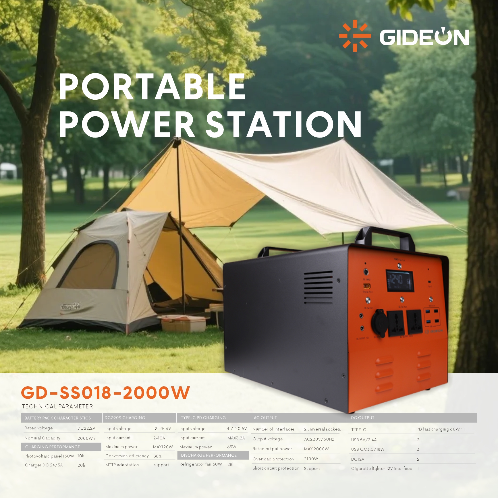 GD-SS018-2000W Portable Power Station: Keep The Power On