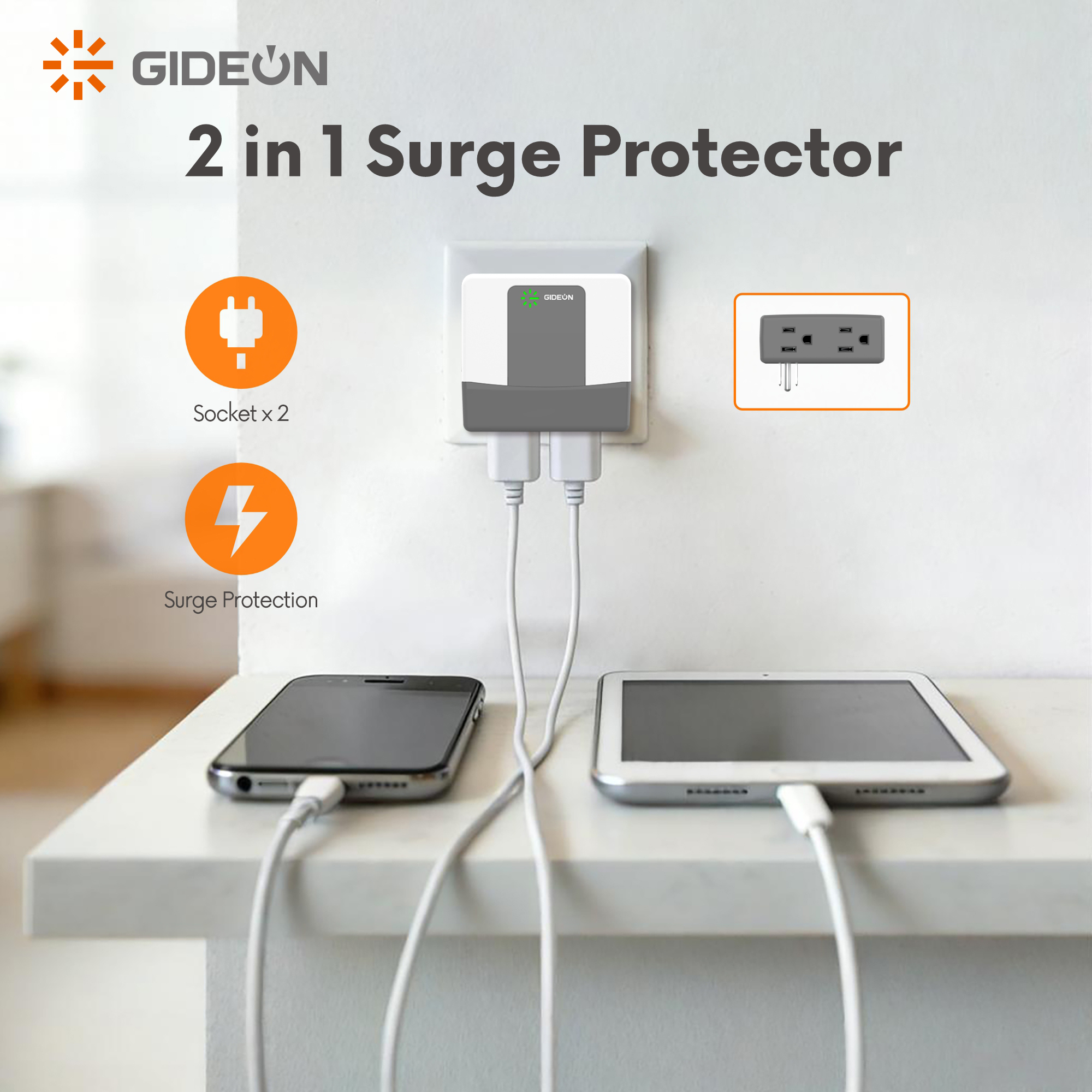 GD-V587 AC 120V American Plug Voltage Protector Flame-retardant PC Material with LED Indicator for Home Use 1 Warranty
