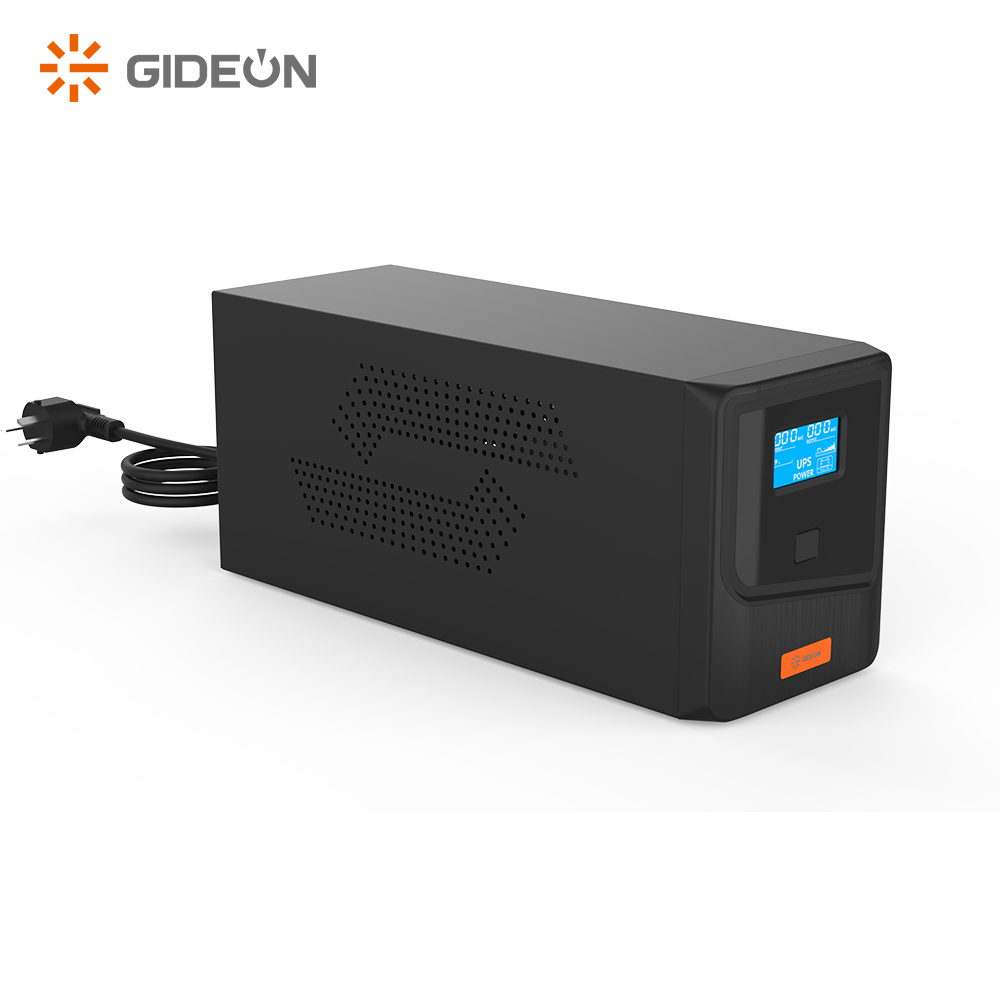 GIDEON Uninterruptible Power Supply 1KVA 600W Single Phase Battery Backup for PC Desktop Computer with 4 Outlets LCD Display