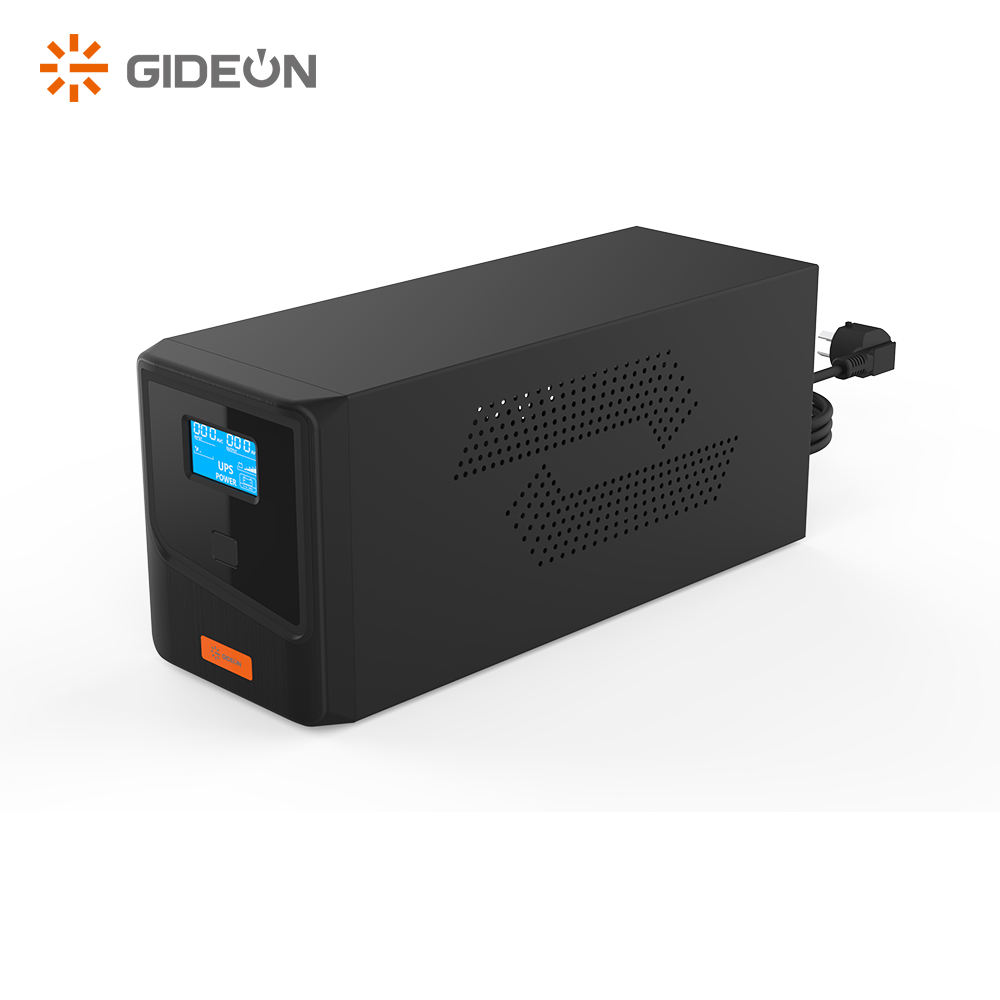 GIDEON Uninterruptible Power Supply 1KVA 600W Single Phase Battery Backup for PC Desktop Computer with 4 Outlets LCD Display